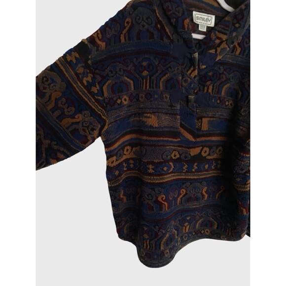 VTG Womens Sweater Sz 1X ? 2X ? Vtg 90s Aztec Fleece Pullover 52" Chest - Picture 5 of 12